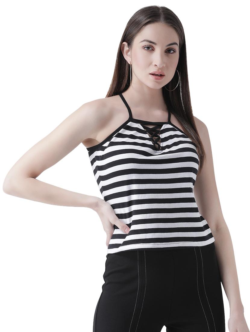 criss cross detail halter neck top - 16708348 - Zoom Image - 1
