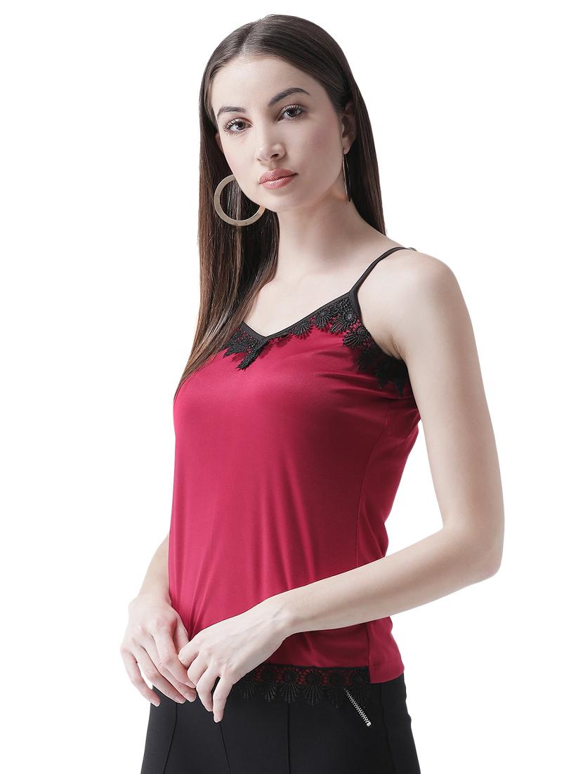 lace detail cami neck top - 16708354 - Zoom Image - 2