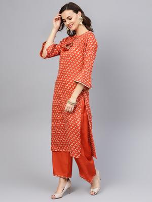 bandhani printed kurta palazzo set - 16708366 - Standard Image - 2