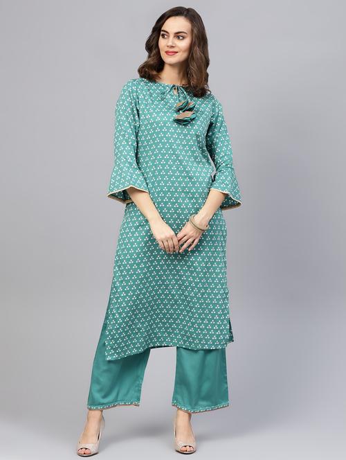 bandhani printed kurta palazzo set - 16708368 - Standard Image - 1