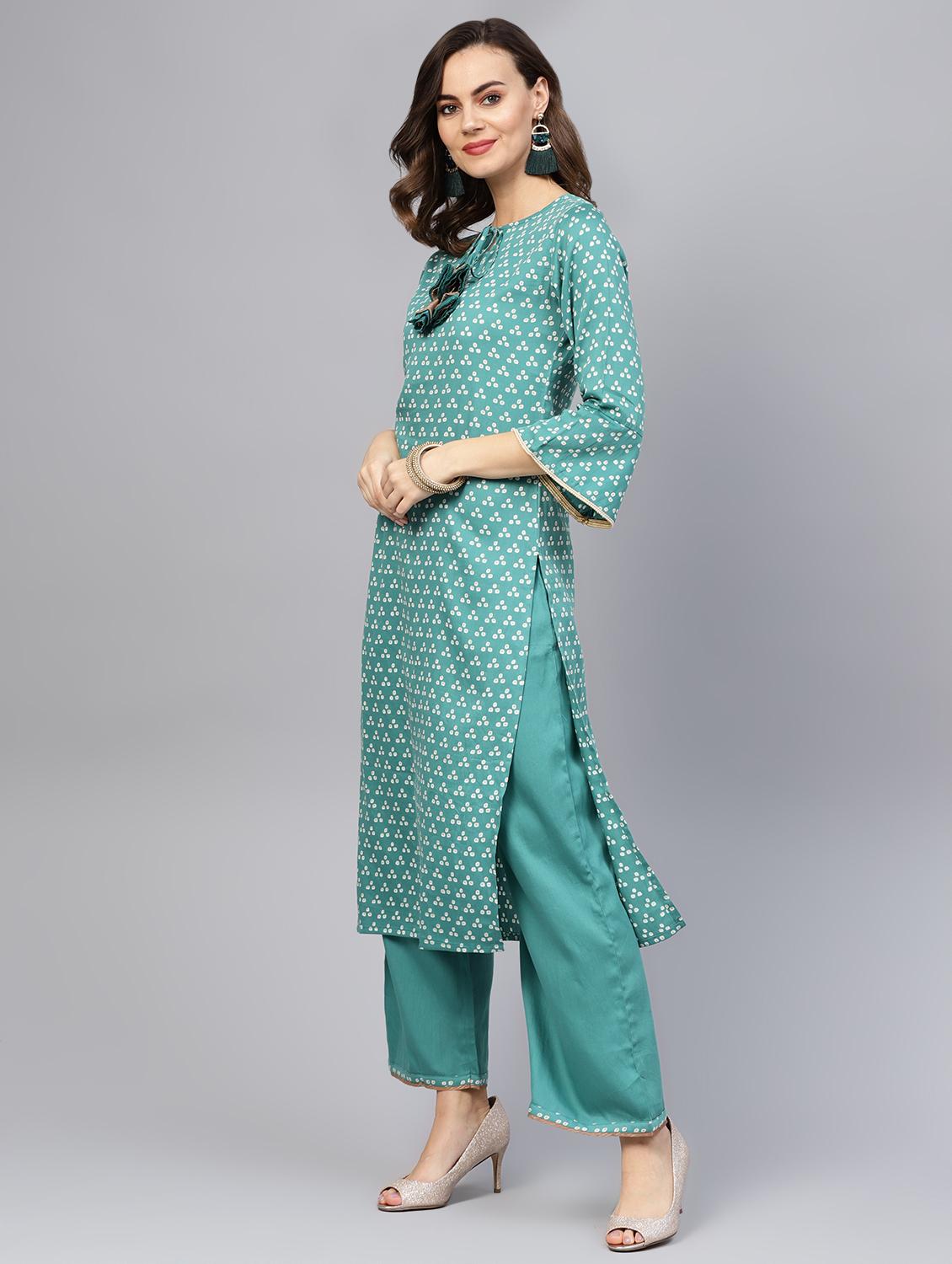 bandhani printed kurta palazzo set - 16708368 - Zoom Image - 2