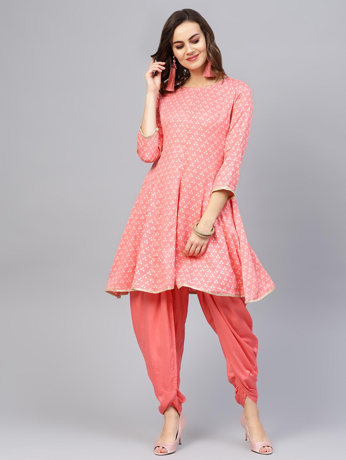 bandhani printed kurta salwar set - 16708369 - Zoom Image - 1