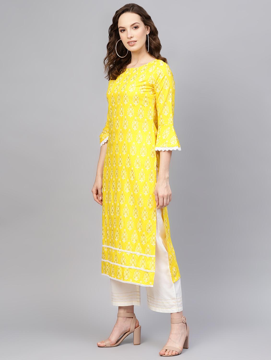 block printed kurta palazzo set - 16708376 - Zoom Image - 2