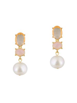 pink metal drop earring - 16708541 - Standard Image - 2