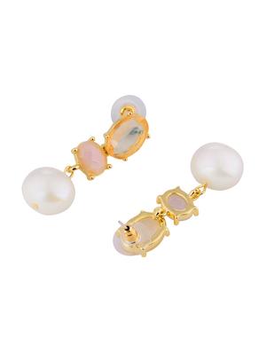 pink metal drop earring - 16708541 - Standard Image - 3