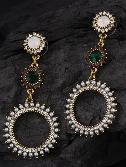 green metal drop earring - 16708542 - Standard Image - 1