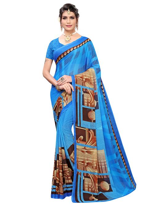 printed bordered saree with blouse - 16708595 - Standard Image - 1