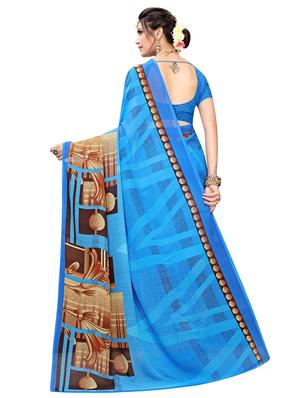 printed bordered saree with blouse - 16708595 - Standard Image - 2