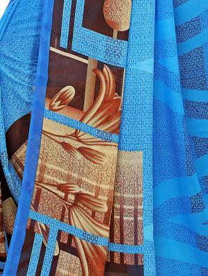printed bordered saree with blouse - 16708595 - Standard Image - 3