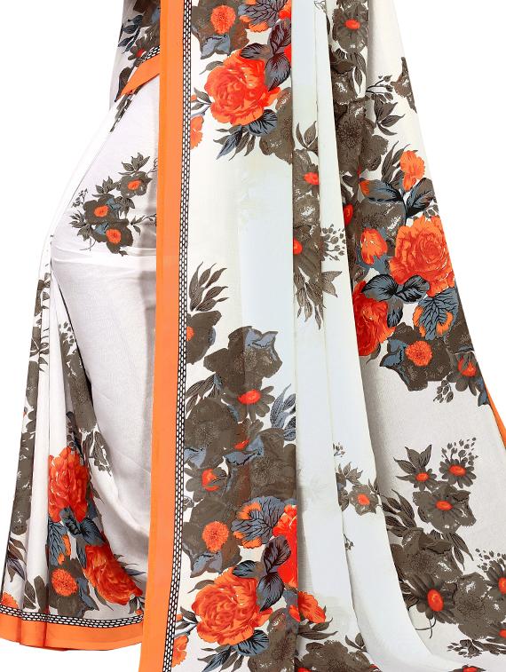floral printed saree with blouse - 16708603 - Zoom Image - 3