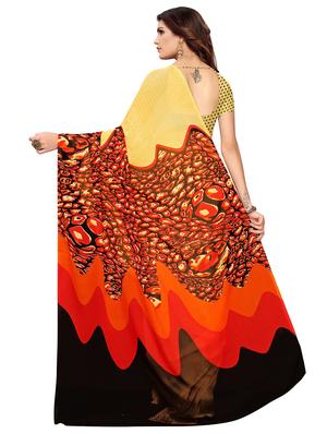 color block printed saree with blouse - 16708605 - Standard Image - 2