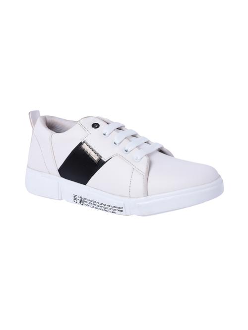white leatherette lace up sneakers - 16708660 - Standard Image - 1