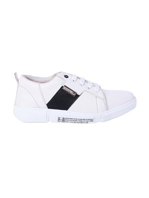 white leatherette lace up sneakers - 16708660 - Standard Image - 2