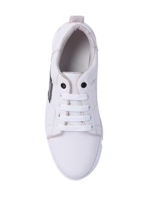 white leatherette lace up sneakers - 16708660 - Standard Image - 3