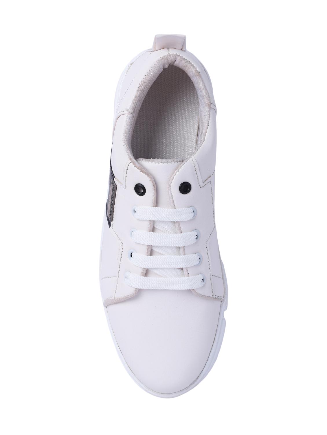 white leatherette lace up sneakers - 16708660 - Zoom Image - 3