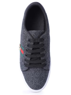 black fabric lace up sneakers - 16708667 - Standard Image - 4