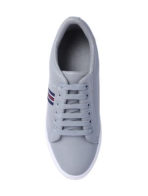 grey leatherette lace up sneakers - 16708678 - Standard Image - 4