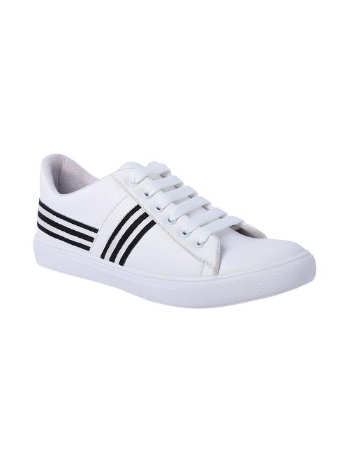 white leatherette lace up sneakers - 16708679 - Standard Image - 1