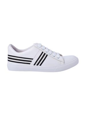 white leatherette lace up sneakers - 16708679 - Standard Image - 2