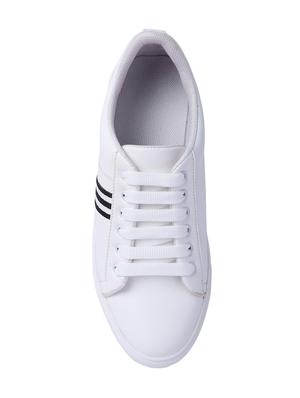 white leatherette lace up sneakers - 16708679 - Standard Image - 4