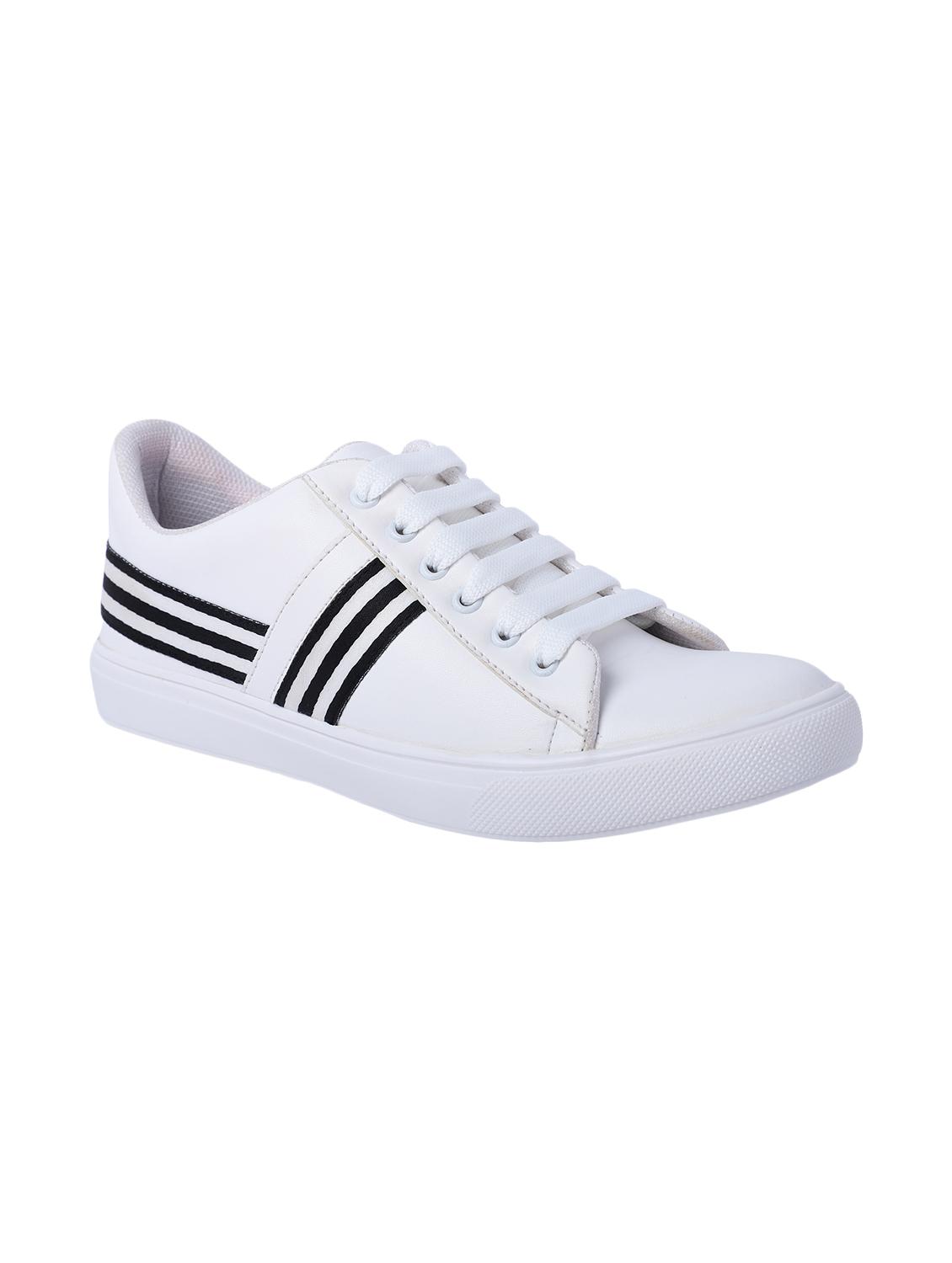 white leatherette lace up sneakers - 16708679 - Zoom Image - 1
