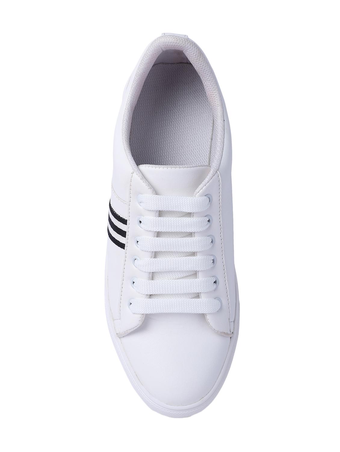 white leatherette lace up sneakers - 16708679 - Zoom Image - 4
