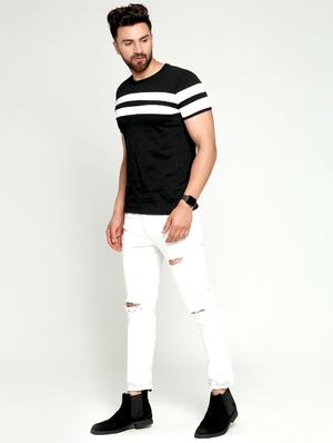 black color block cut & sew t-shirt - 16708688 - Standard Image - 3
