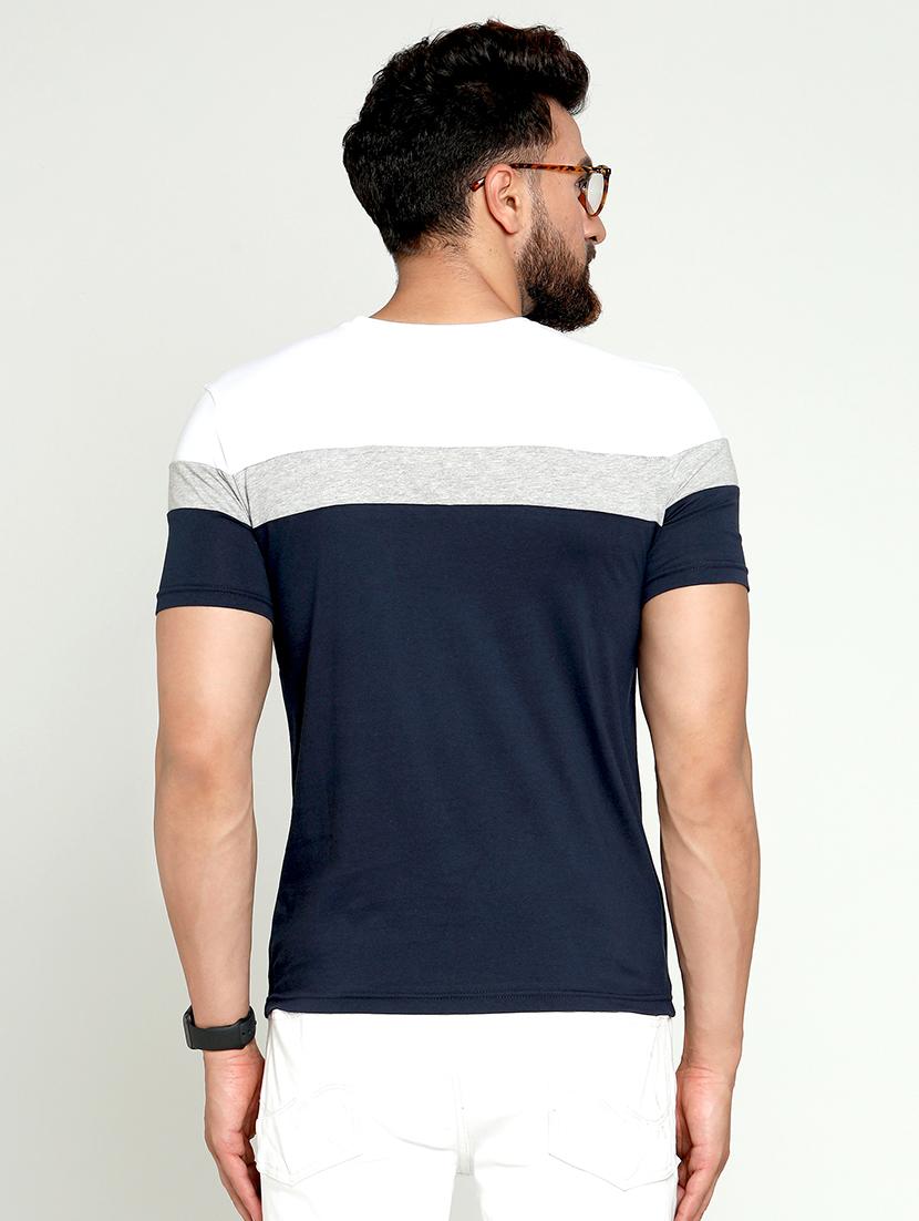 navy blue color block t-shirt - 16708690 - Zoom Image - 3