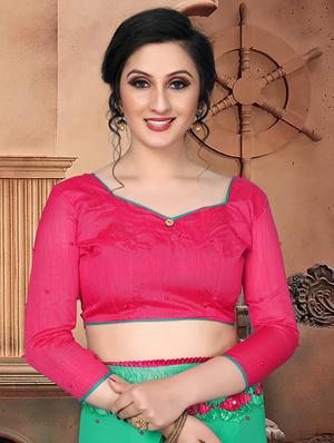 solid bordered saree with blouse - 16708727 - Standard Image - 3