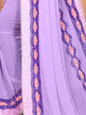 solid bordered saree with blouse - 16708729 - Standard Image - 4