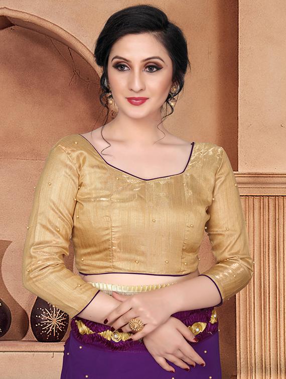 solid bordered saree with blouse - 16708730 - Zoom Image - 3