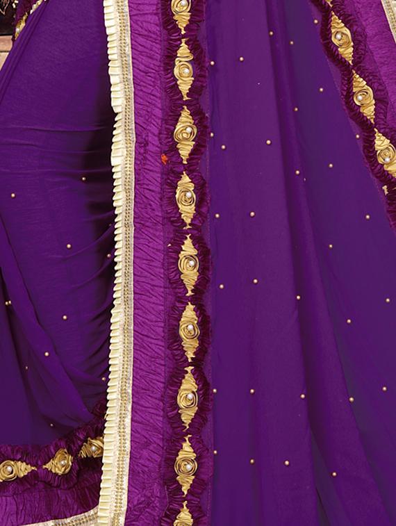 solid bordered saree with blouse - 16708730 - Zoom Image - 4