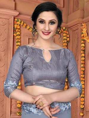 solid bordered saree with blouse - 16708737 - Standard Image - 3