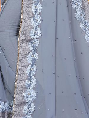 solid bordered saree with blouse - 16708737 - Standard Image - 4