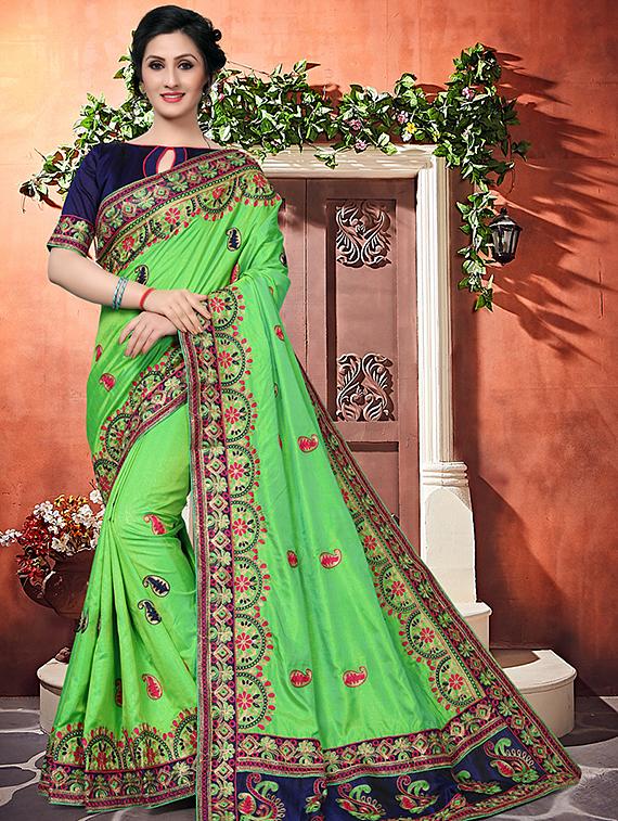 paisley embroidered saree with blouse - 16708742 - Zoom Image - 1