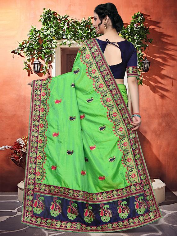 paisley embroidered saree with blouse - 16708742 - Zoom Image - 2
