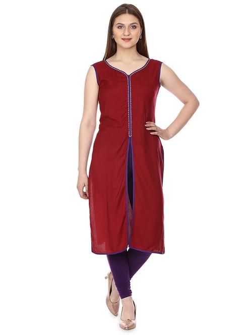 solid straight kurta - 16708763 - Standard Image - 1
