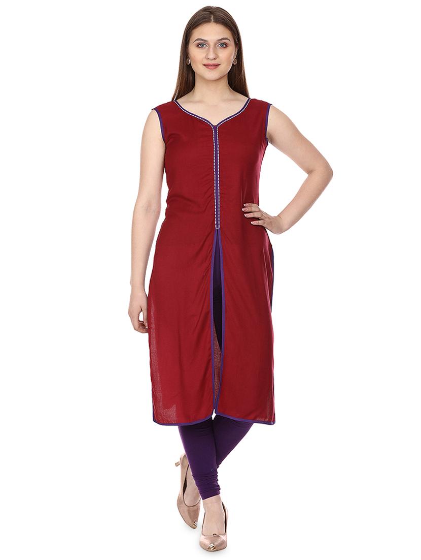 solid straight kurta - 16708763 - Zoom Image - 1