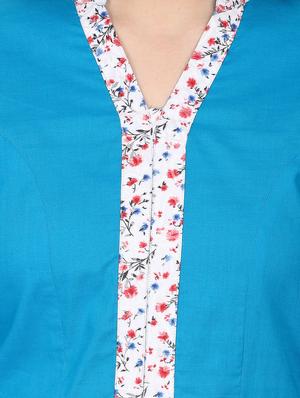 turquoise a-line kurta - 16708764 - Standard Image - 4