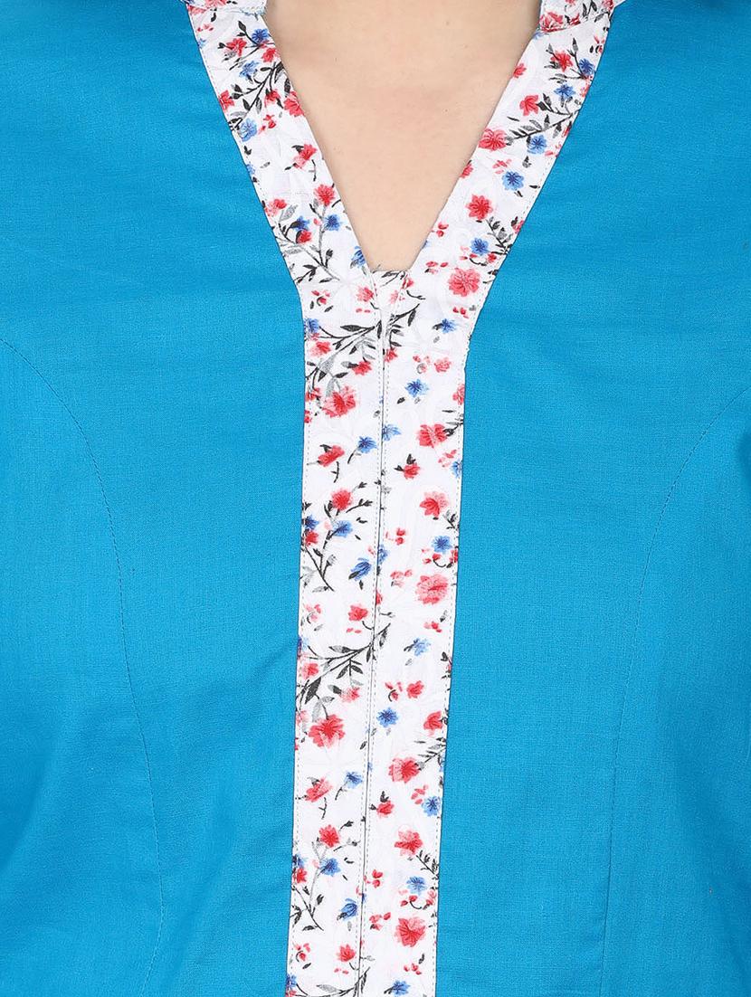 turquoise a-line kurta - 16708764 - Zoom Image - 4