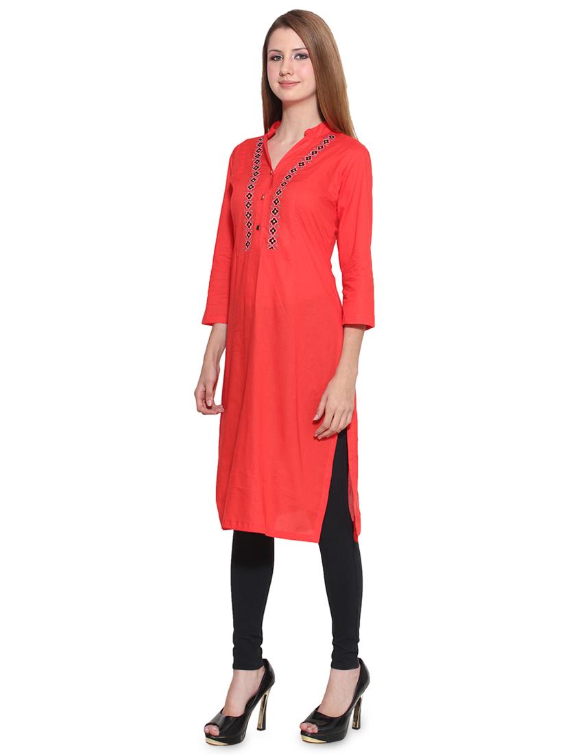 embroidered straight kurta - 16708781 - Zoom Image - 2