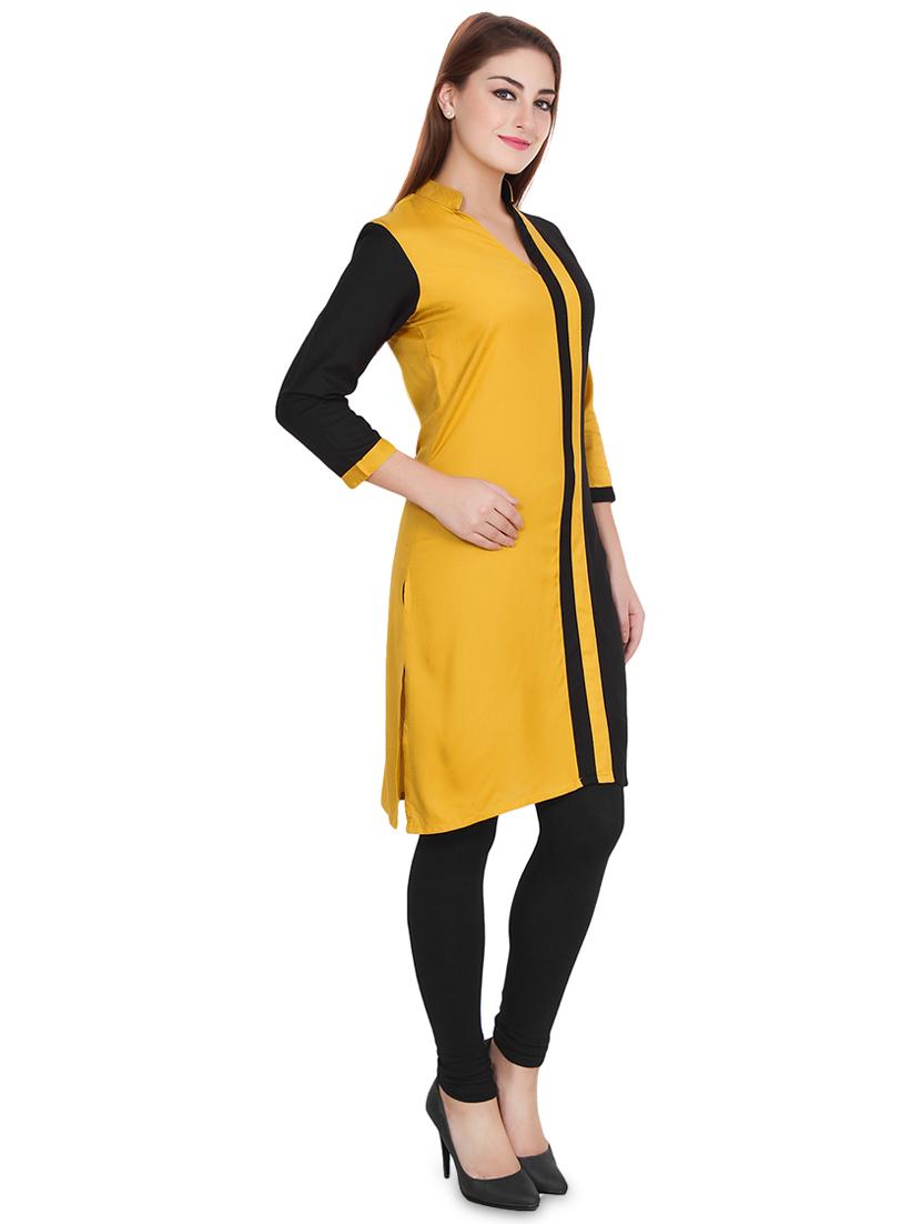contrast straight kurta - 16708784 - Zoom Image - 2