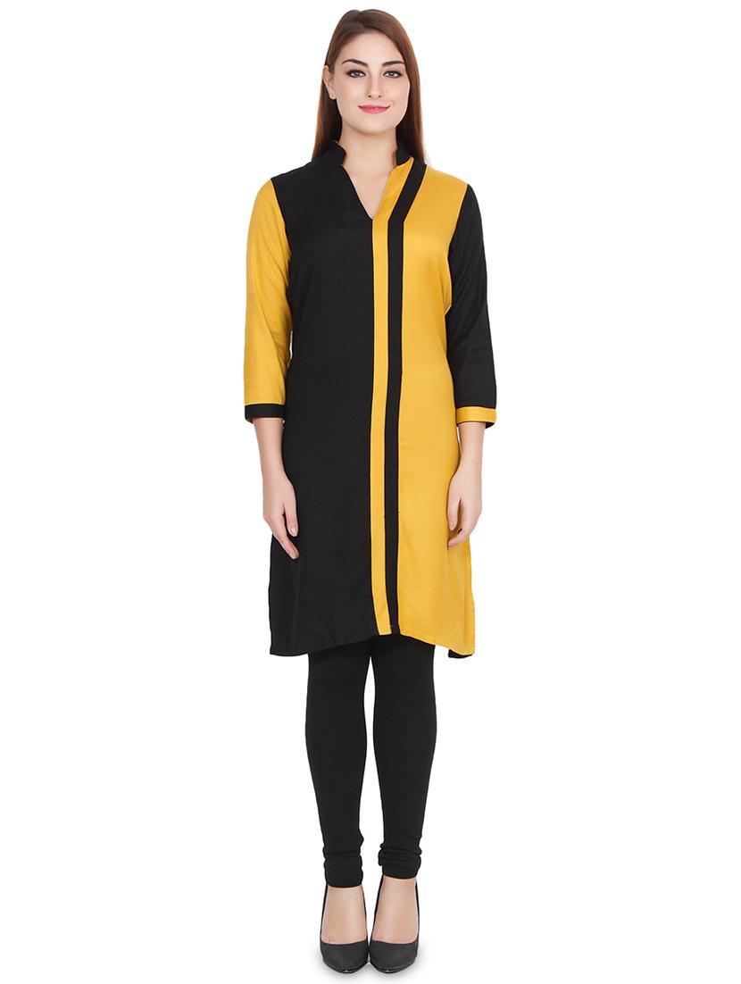 contrast straight kurta - 16708785 - Zoom Image - 1