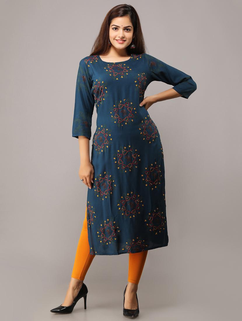 printed straight kurta - 16708847 - Zoom Image - 1