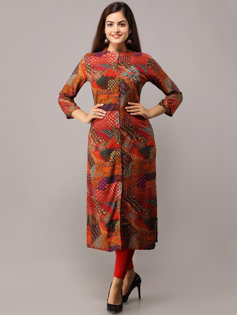 printed straight kurta - 16708858 - Zoom Image - 1
