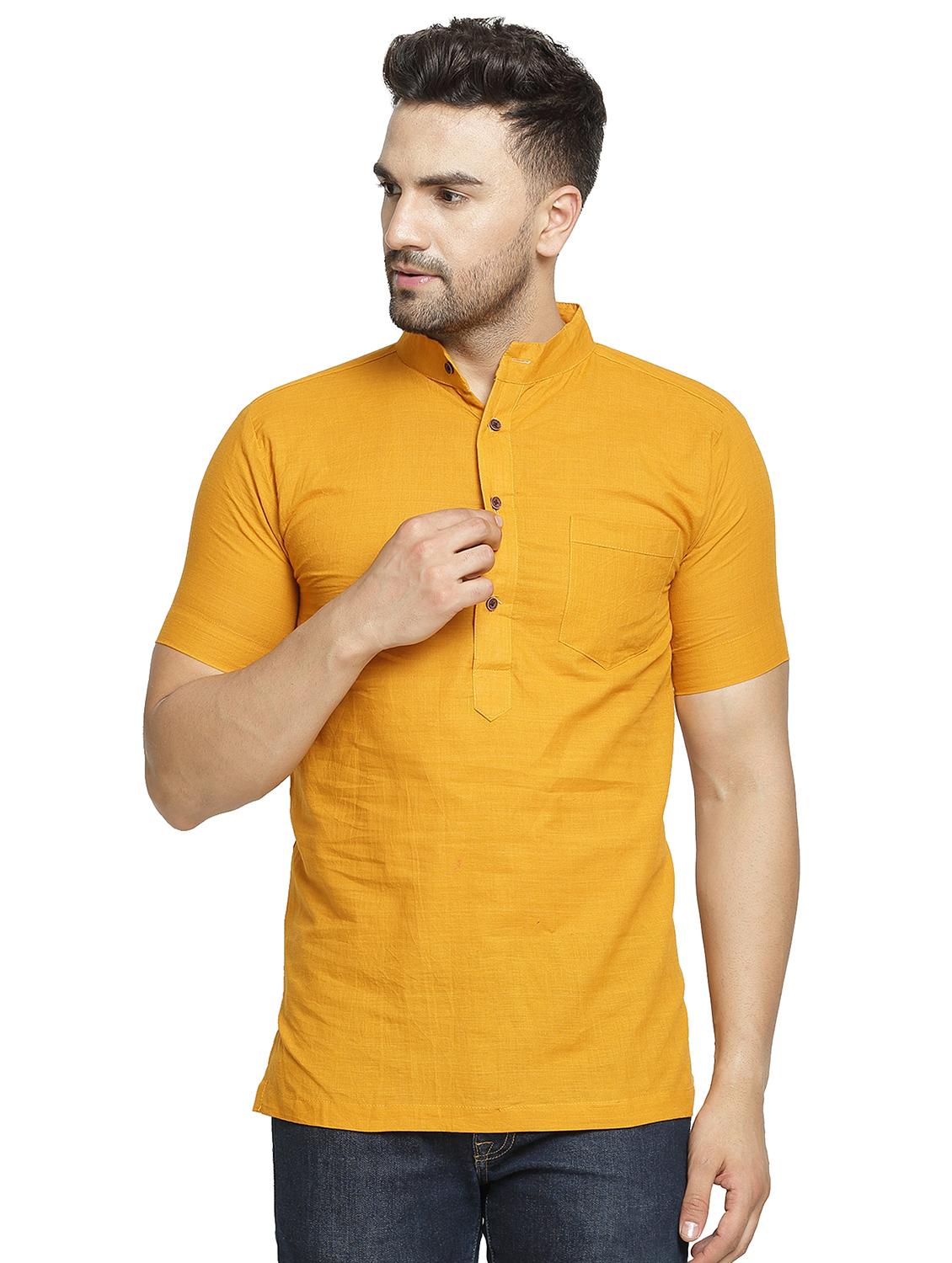 orange solid short kurta - 16708918 - Zoom Image - 1