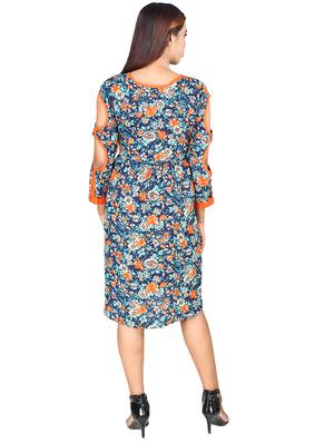cut out sleeved floral a-line dress - 16708921 - Standard Image - 3