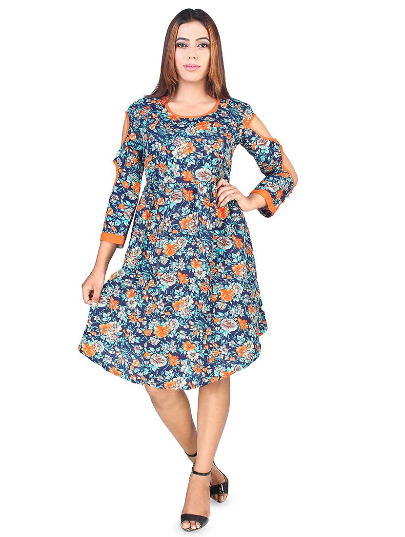 cut out sleeved floral a-line dress - 16708921 - Zoom Image - 1