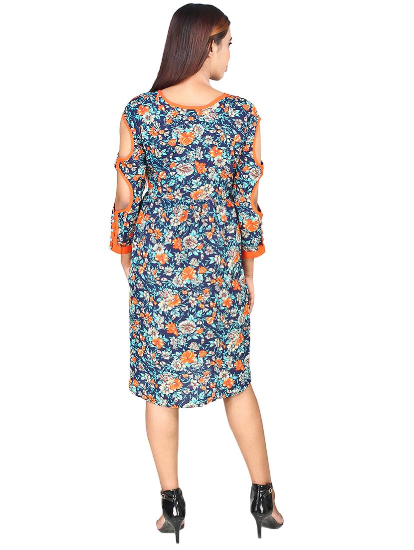 cut out sleeved floral a-line dress - 16708921 - Zoom Image - 3