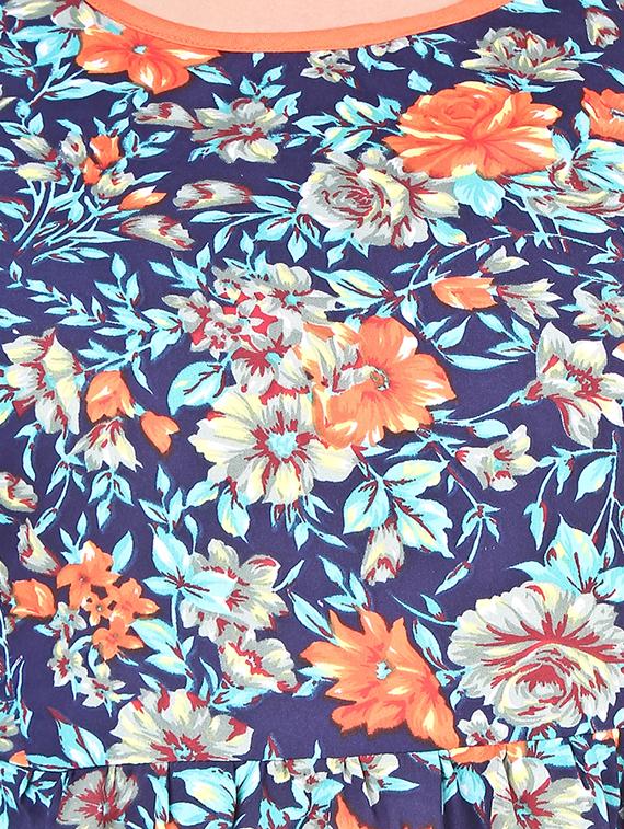 cut out sleeved floral a-line dress - 16708921 - Zoom Image - 5